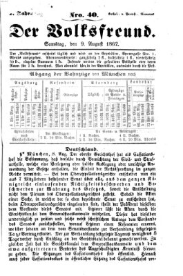 Der Volksfreund Samstag 9. August 1862