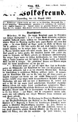 Der Volksfreund Donnerstag 14. August 1862