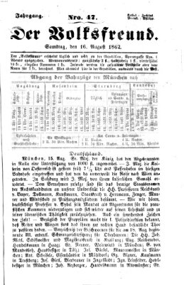 Der Volksfreund Samstag 16. August 1862