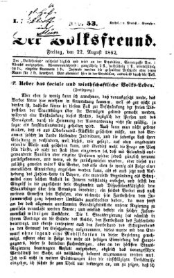 Der Volksfreund Freitag 22. August 1862