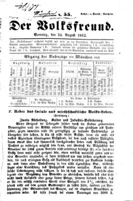 Der Volksfreund Sonntag 24. August 1862