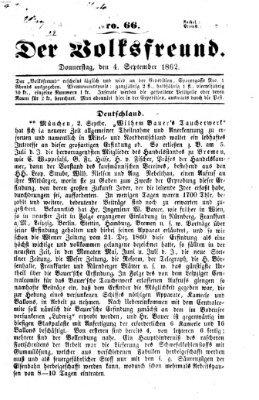 Der Volksfreund Donnerstag 4. September 1862