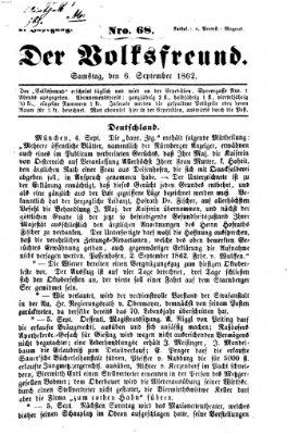 Der Volksfreund Samstag 6. September 1862