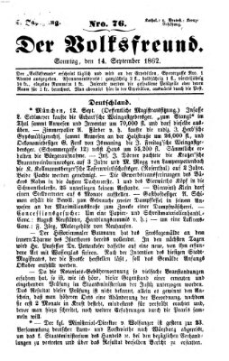 Der Volksfreund Sonntag 14. September 1862