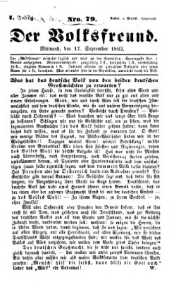 Der Volksfreund Mittwoch 17. September 1862