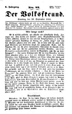 Der Volksfreund Samstag 20. September 1862