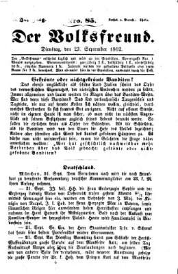 Der Volksfreund Dienstag 23. September 1862