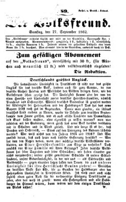 Der Volksfreund Samstag 27. September 1862