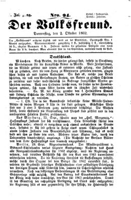 Der Volksfreund Donnerstag 2. Oktober 1862