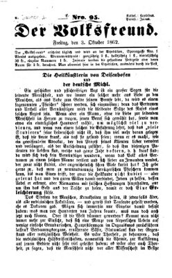 Der Volksfreund Freitag 3. Oktober 1862