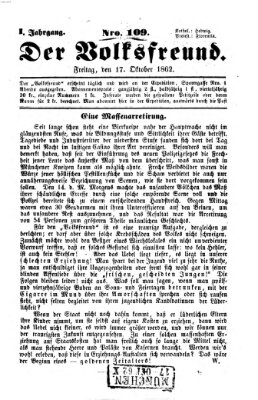 Der Volksfreund Freitag 17. Oktober 1862