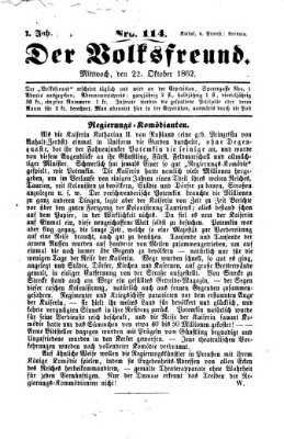 Der Volksfreund Mittwoch 22. Oktober 1862