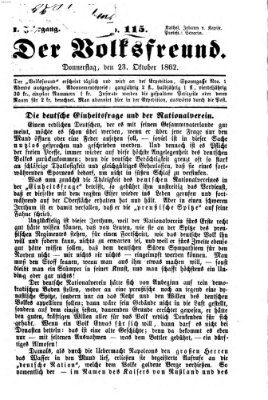 Der Volksfreund Donnerstag 23. Oktober 1862