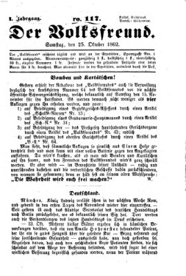 Der Volksfreund Samstag 25. Oktober 1862