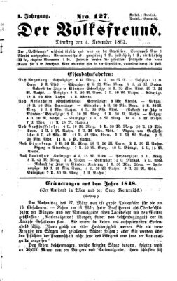 Der Volksfreund Dienstag 4. November 1862