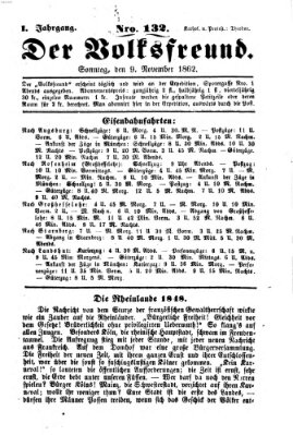 Der Volksfreund Sonntag 9. November 1862