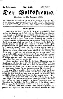 Der Volksfreund Samstag 29. November 1862