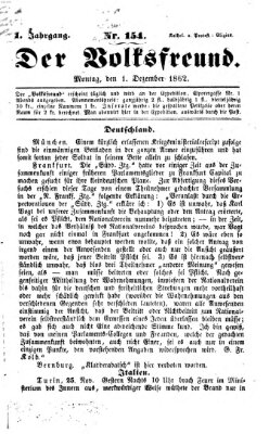 Der Volksfreund Montag 1. Dezember 1862