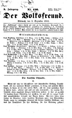 Der Volksfreund Mittwoch 3. Dezember 1862