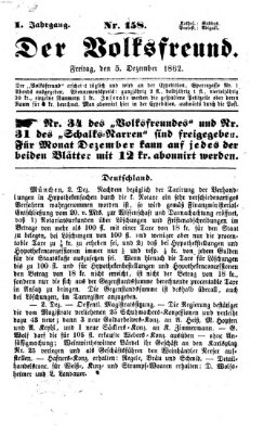 Der Volksfreund Freitag 5. Dezember 1862