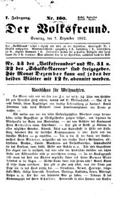 Der Volksfreund Sonntag 7. Dezember 1862