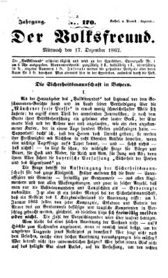 Der Volksfreund Mittwoch 17. Dezember 1862