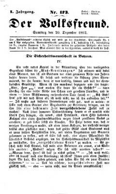 Der Volksfreund Samstag 20. Dezember 1862