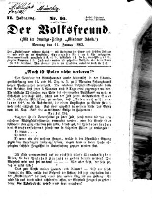 Der Volksfreund Sonntag 11. Januar 1863