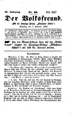 Der Volksfreund Samstag 7. Februar 1863