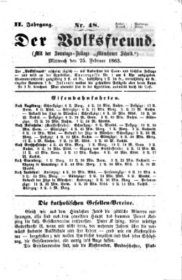 Der Volksfreund Mittwoch 25. Februar 1863