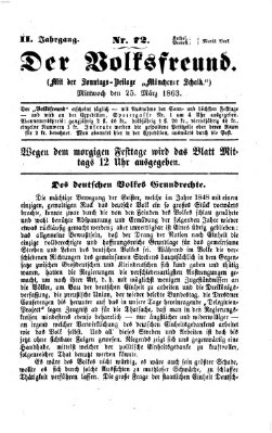 Der Volksfreund Mittwoch 25. März 1863