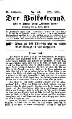 Der Volksfreund Sonntag 5. April 1863