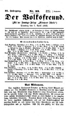 Der Volksfreund Dienstag 7. April 1863