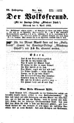 Der Volksfreund Mittwoch 8. April 1863