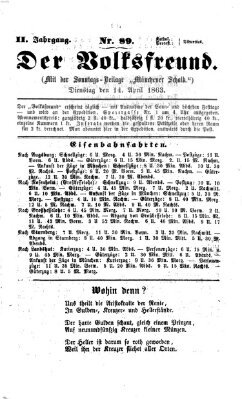 Der Volksfreund Dienstag 14. April 1863