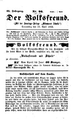 Der Volksfreund Mittwoch 22. April 1863