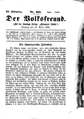 Der Volksfreund Dienstag 28. April 1863