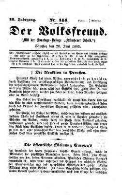 Der Volksfreund Samstag 20. Juni 1863