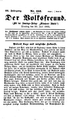 Der Volksfreund Dienstag 30. Juni 1863