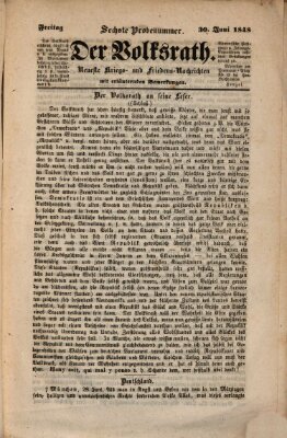 Der Volksrath Freitag 30. Juni 1848