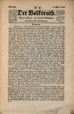 Der Volksrath Sonntag 2. Juli 1848