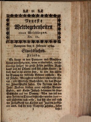 Neueste Weltbegebenheiten (Kemptner Zeitung) Freitag 6. Februar 1784