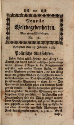 Neueste Weltbegebenheiten (Kemptner Zeitung) Montag 23. Februar 1784