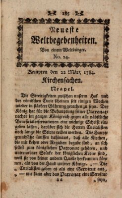 Neueste Weltbegebenheiten (Kemptner Zeitung) Montag 22. März 1784