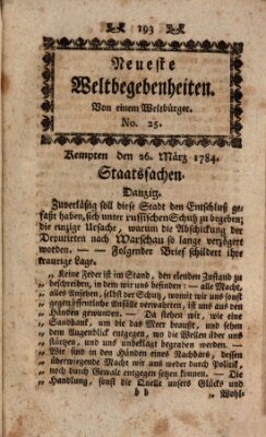 Neueste Weltbegebenheiten (Kemptner Zeitung) Freitag 26. März 1784