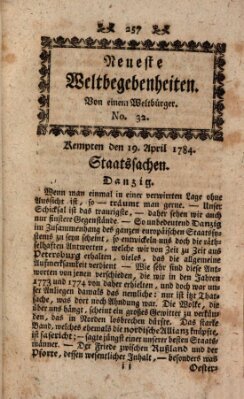 Neueste Weltbegebenheiten (Kemptner Zeitung) Montag 19. April 1784