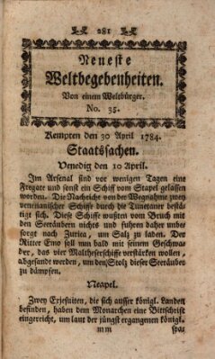 Neueste Weltbegebenheiten (Kemptner Zeitung) Freitag 30. April 1784