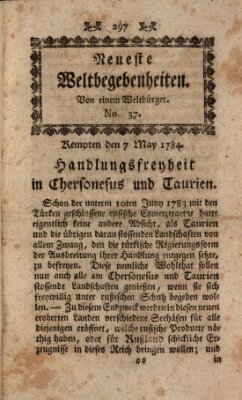 Neueste Weltbegebenheiten (Kemptner Zeitung) Freitag 7. Mai 1784