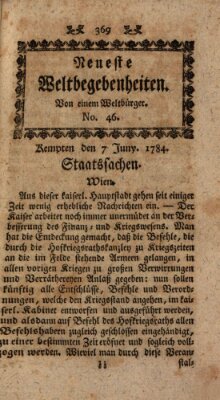 Neueste Weltbegebenheiten (Kemptner Zeitung) Montag 7. Juni 1784