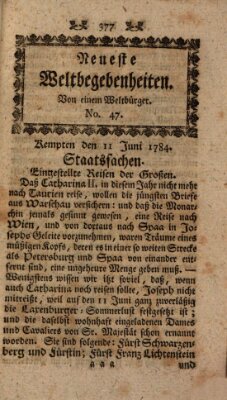 Neueste Weltbegebenheiten (Kemptner Zeitung) Freitag 11. Juni 1784